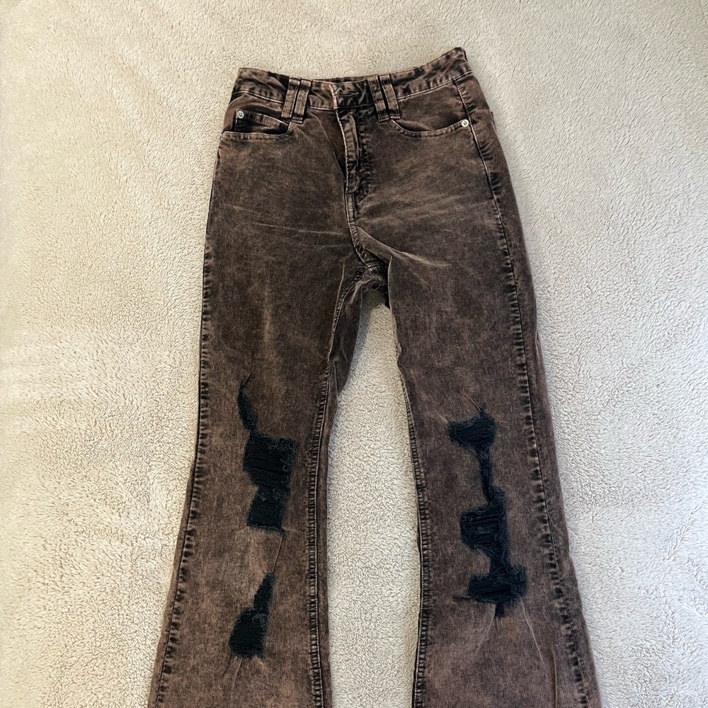 Distressed Corduroy Bell Bottoms [A&F for exposure]